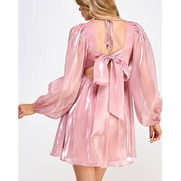 Pink Organza Mini Party Dress - Picture 4 of 13
